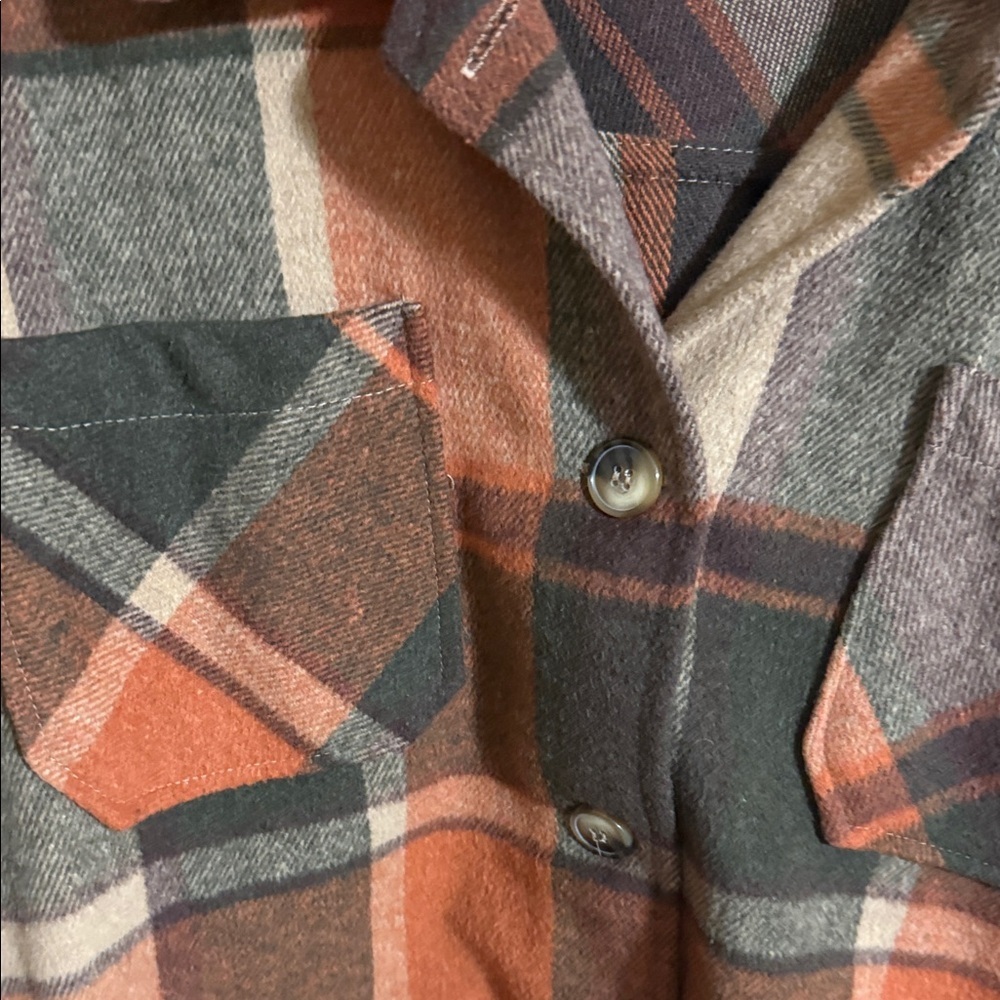 Ashley By 26 International Women's Plaid Utility Jacket - Orange, Green, Brown - Picture 5 of 6